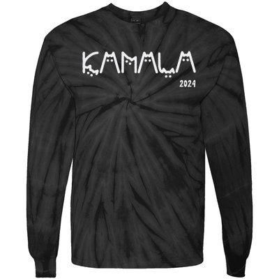 Kamala Harris Cat Lettering Positive Funny Gift Tie-Dye Long Sleeve Shirt