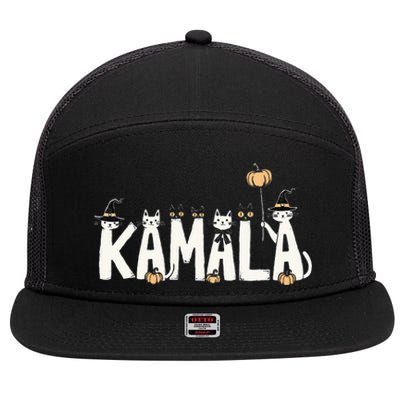 Kamala Halloween Cat Lover Witch Name Design 7 Panel Mesh Trucker Snapback Hat