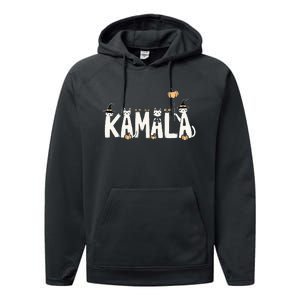 Kamala Halloween Cat Lover Witch Name Design Performance Fleece Hoodie