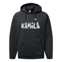 Kamala Halloween Cat Lover Witch Name Design Performance Fleece Hoodie