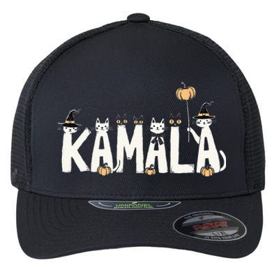 Kamala Halloween Cat Lover Witch Name Design Flexfit Unipanel Trucker Cap