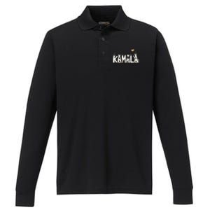 Kamala Halloween Cat Lover Witch Name Design Performance Long Sleeve Polo