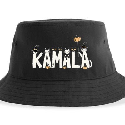 Kamala Halloween Cat Lover Witch Name Design Sustainable Bucket Hat