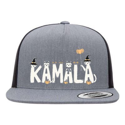 Kamala Halloween Cat Lover Witch Name Design Flat Bill Trucker Hat