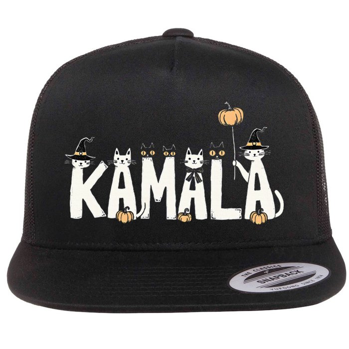 Kamala Halloween Cat Lover Witch Name Design Flat Bill Trucker Hat