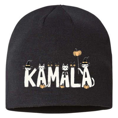 Kamala Halloween Cat Lover Witch Name Design Sustainable Beanie