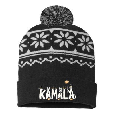 Kamala Halloween Cat Lover Witch Name Design USA-Made Snowflake Beanie