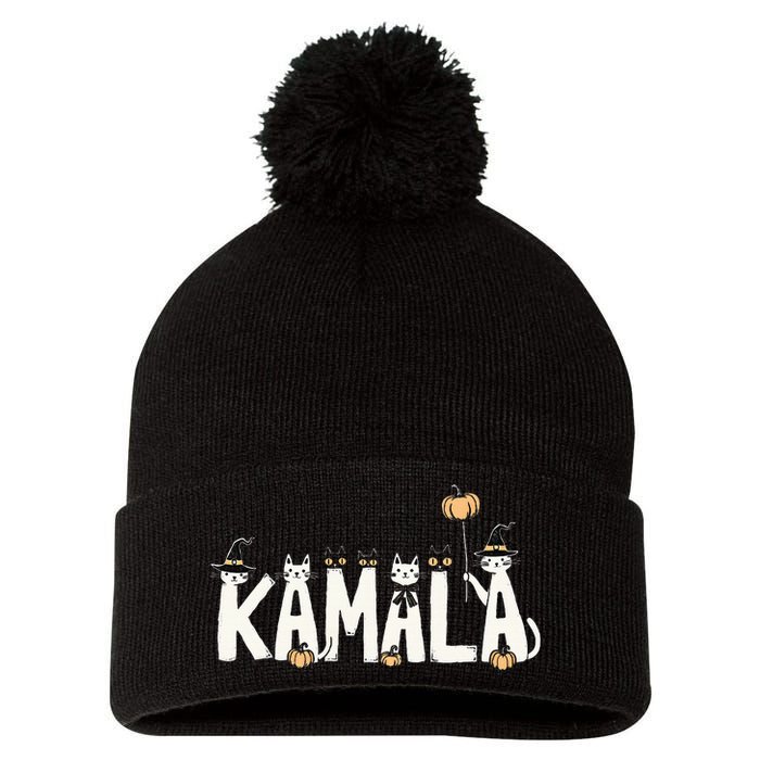 Kamala Halloween Cat Lover Witch Name Design Pom Pom 12in Knit Beanie