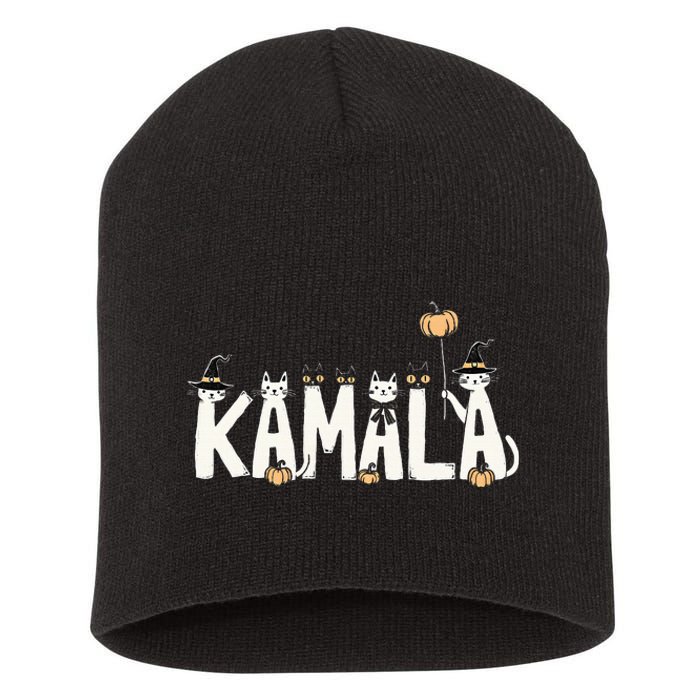 Kamala Halloween Cat Lover Witch Name Design Short Acrylic Beanie