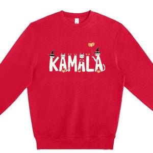 Kamala Halloween Cat Lover Witch Name Design Premium Crewneck Sweatshirt