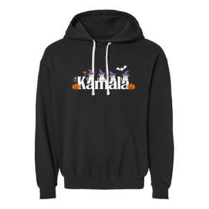 Kamala Harris Cat Lettering Funny Halloween Kamala Cat Garment-Dyed Fleece Hoodie