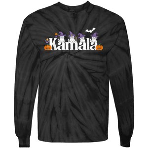 Kamala Harris Cat Lettering Funny Halloween Kamala Cat Tie-Dye Long Sleeve Shirt