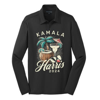 Kamala Harris Coconut Tree Silk Touch Performance Long Sleeve Polo