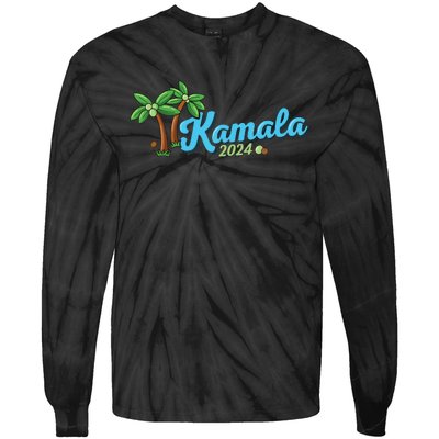 Kamala Harris Coconut Tree 2024 Democrat For President Tie-Dye Long Sleeve Shirt