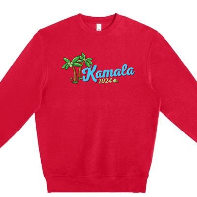 Kamala Harris Coconut Tree 2024 Democrat For President Premium Crewneck Sweatshirt