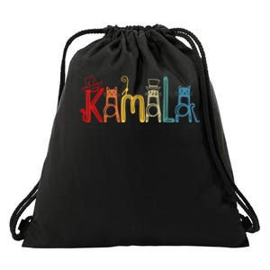 Kamala Harris Cat Lettering Positive Funny Drawstring Bag