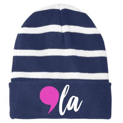 Kamala Harris Comma 2024 Election Striped Beanie with Solid Band