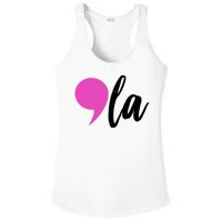 Kamala Harris Comma 2024 Election Ladies PosiCharge Competitor Racerback Tank