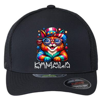 Kamala Harris Cat Lettering Funny President Kamala 2024 Cat Gift Flexfit Unipanel Trucker Cap