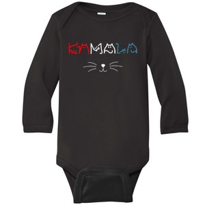 Kamala Harris Cat Lettering Positive Funny Baby Long Sleeve Bodysuit