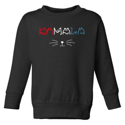 Kamala Harris Cat Lettering Positive Funny Toddler Sweatshirt