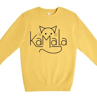 Kamala Harris Cat Lettering Positive Minimalist Premium Crewneck Sweatshirt