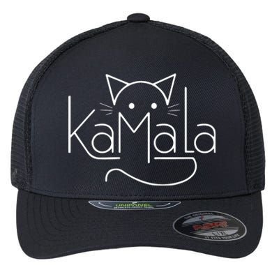 Kamala Harris Cat Lettering Positive Minimalist Flexfit Unipanel Trucker Cap