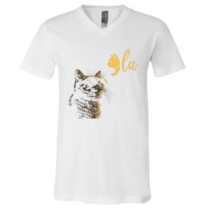 Kamala Harris Cat Lettering Alphabet Cat Lady V-Neck T-Shirt