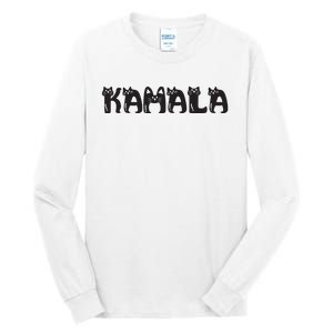 Kamala Harris Cat Lettering Positive Funny 2024 Election Tall Long Sleeve T-Shirt