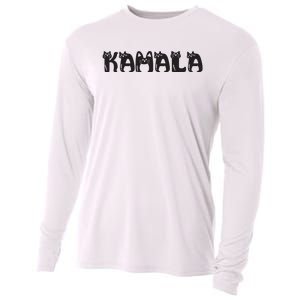 Kamala Harris Cat Lettering Positive Funny 2024 Election Cooling Performance Long Sleeve Crew