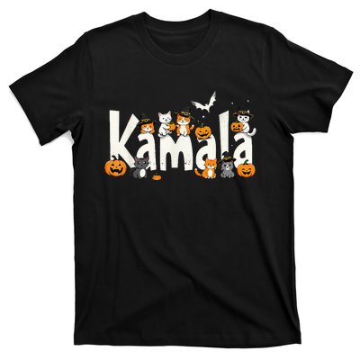 Kamala Halloween Cat Pumpkin Witch Hat Lover Kamala Haris T-Shirt