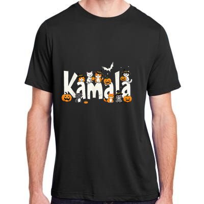 Kamala Halloween Cat Pumpkin Witch Hat Lover Kamala Haris Adult ChromaSoft Performance T-Shirt