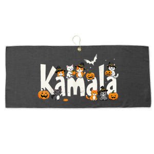 Kamala Halloween Cat Pumpkin Witch Hat Lover Kamala Haris Large Microfiber Waffle Golf Towel