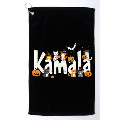 Kamala Halloween Cat Pumpkin Witch Hat Lover Kamala Haris Platinum Collection Golf Towel