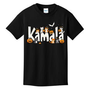 Kamala Halloween Cat Pumpkin Witch Hat Lover Kamala Haris Kids T-Shirt