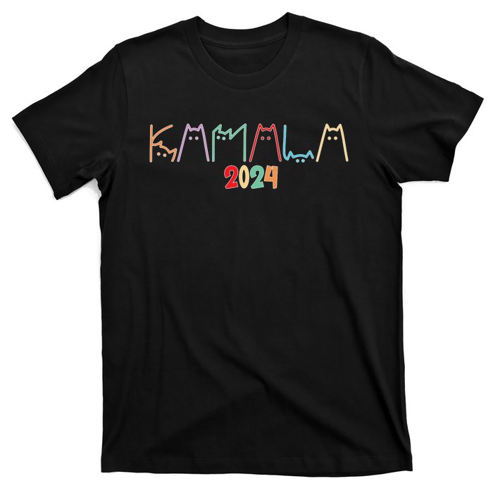 Kamala Harris Cat Lettering T-Shirt