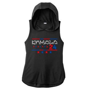 Kamala Harris Cat Lettering Positive 2024 Ladies PosiCharge Tri-Blend Wicking Draft Hoodie Tank