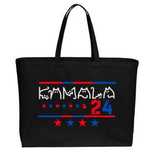 Kamala Harris Cat Lettering Positive 2024 Cotton Canvas Jumbo Tote