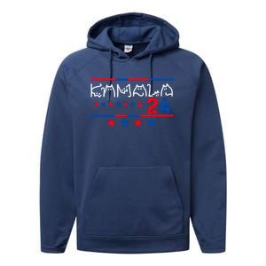 Kamala Harris Cat Lettering Positive 2024 Performance Fleece Hoodie