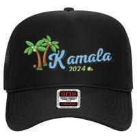 Kamala Harris Coconut Tree 2024 Democrat For President Gift High Crown Mesh Back Trucker Hat