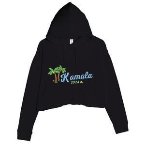 Kamala Harris Coconut Tree 2024 Democrat For President Gift Crop Fleece Hoodie