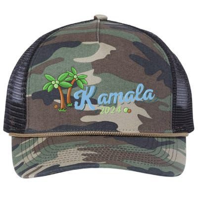 Kamala Harris Coconut Tree 2024 Democrat For President Gift Retro Rope Trucker Hat Cap