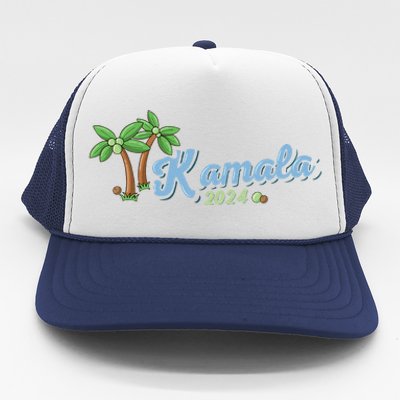 Kamala Harris Coconut Tree 2024 Democrat For President Gift Trucker Hat