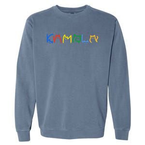 Kamala Harris Cat Lettering Funny Cat Ladies For Kamala Gift Garment-Dyed Sweatshirt