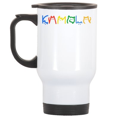 Kamala Harris Cat Lettering Funny Cat Ladies For Kamala Gift Stainless Steel Travel Mug