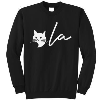 Kamala Harris Cat Lettering Positive Funny Comma La 2024 Gift Sweatshirt