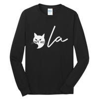 Kamala Harris Cat Lettering Positive Funny Comma La 2024 Gift Tall Long Sleeve T-Shirt