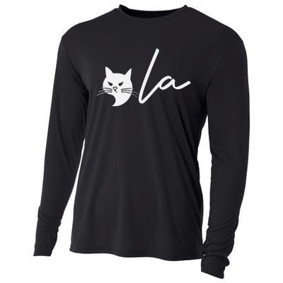 Kamala Harris Cat Lettering Positive Funny Comma La 2024 Gift Cooling Performance Long Sleeve Crew