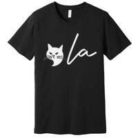 Kamala Harris Cat Lettering Positive Funny Comma La 2024 Gift Premium T-Shirt