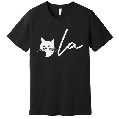 Kamala Harris Cat Lettering Positive Funny Comma La 2024 Gift Premium T-Shirt